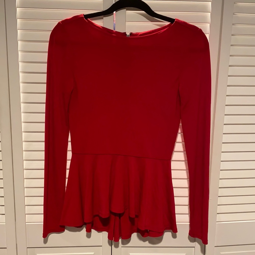 Alice & Olivia Red Peplum Top